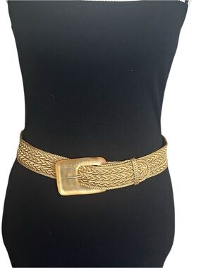 Alexis Bittar Gold Braided Chain-Link Waist Belt with hand carved luster buckle